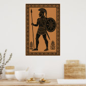 古代ギリシャの戦士 – ブラック姿陶器スタイル ポスター (キッチン)