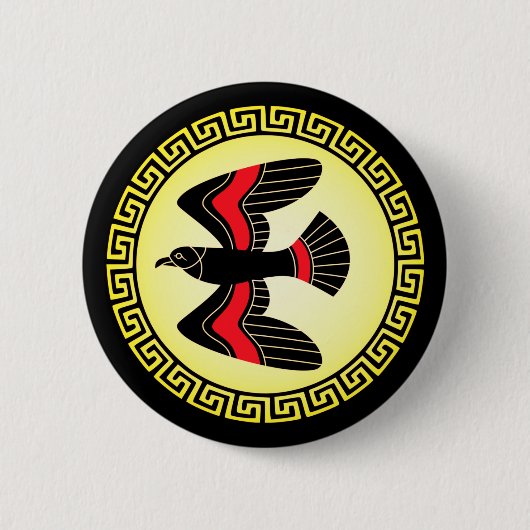 古代ギリシャの盾：ホーク（空気） 缶バッジ (正面)