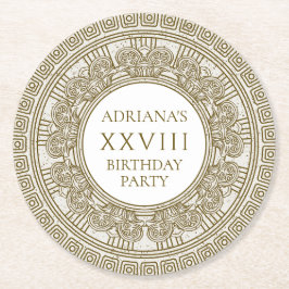 古代ギリシャの石の要素を使った誕生日パーティー ラウンドペーパーコースター