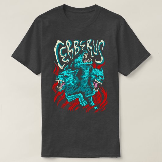 古代ギリシャの神々とモンのケルベロスの犬 Tシャツ (デザイン正面)