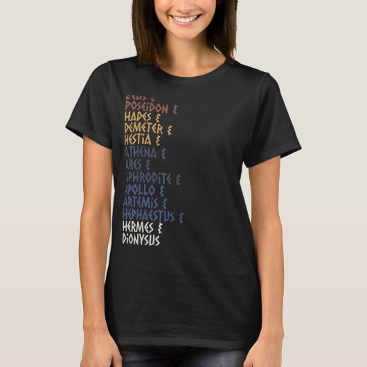 古代ギリシャの神と女神ギリシャ神話 Tシャツ (正面)