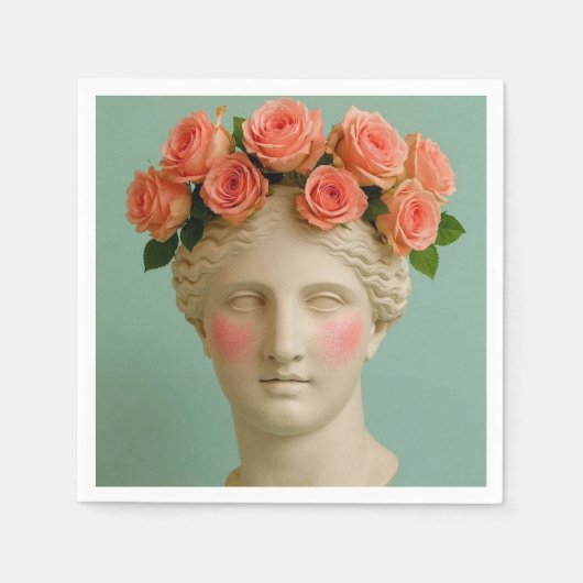 古代ギリシャの花のナプキン スタンダードカクテルナプキン (正面)