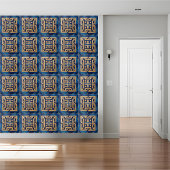 古代ギリシャの鍵模様のタイル(ゴールドとブルー) タイル