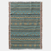 古代ギリシャの青の幾何学的パターン スローブランケット (正面縦)