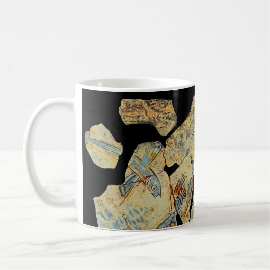 古代ギリシャの魚の絵画フレスコ画の壁画のレスト コーヒーマグカップ (左)