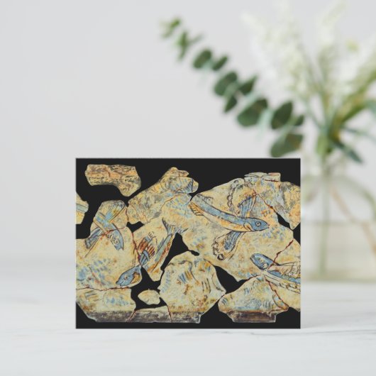 古代ギリシャの魚の絵画フレスコ画の壁画のレスト ポストカード (スタンド正面)