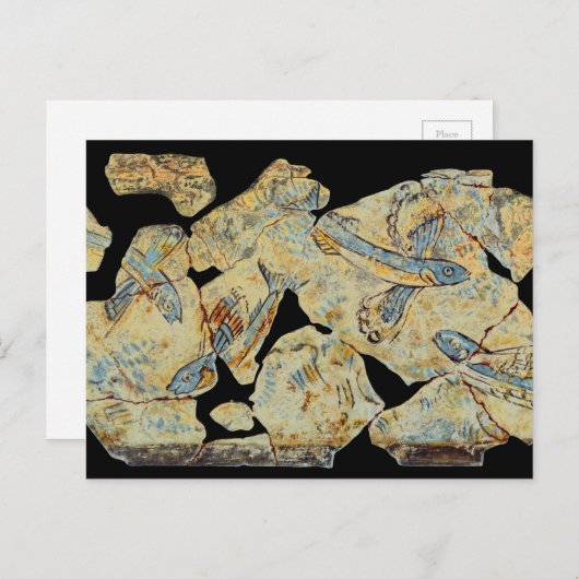 古代ギリシャの魚の絵画フレスコ画の壁画のレスト ポストカード (正面/裏面)