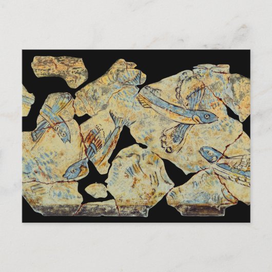 古代ギリシャの魚の絵画フレスコ画の壁画のレスト ポストカード (正面)
