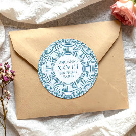 古代ギリシャをテーマにした青い模様のパーティー ラウンドシール