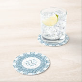 古代ギリシャをテーマにした青い模様のパーティー ラウンドペーパーコースター (インサイチュ)