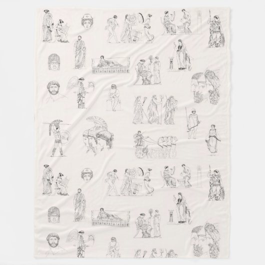 古代ギリシャクラシカルの歴史パターン フリースブランケット (正面)