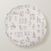 古代ギリシャクラシカルの歴史パターン ラウンドクッション (裏面)