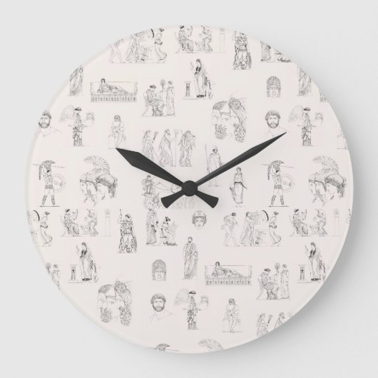 古代ギリシャクラシカルの歴史パターン ラージ壁時計 (正面)