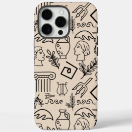 古代ギリシャラインアートパターン iPhone 16 PRO MAXケース