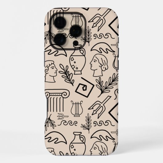 古代ギリシャラインアートパターン iPhoneケース (裏面)