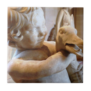 古代ギリシャ人の彫刻の男の子およびガチョウ タイル