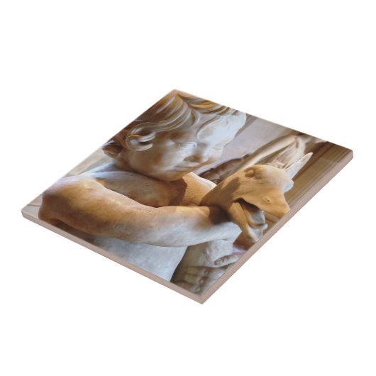 古代ギリシャ人の彫刻の男の子およびガチョウ タイル (側面)