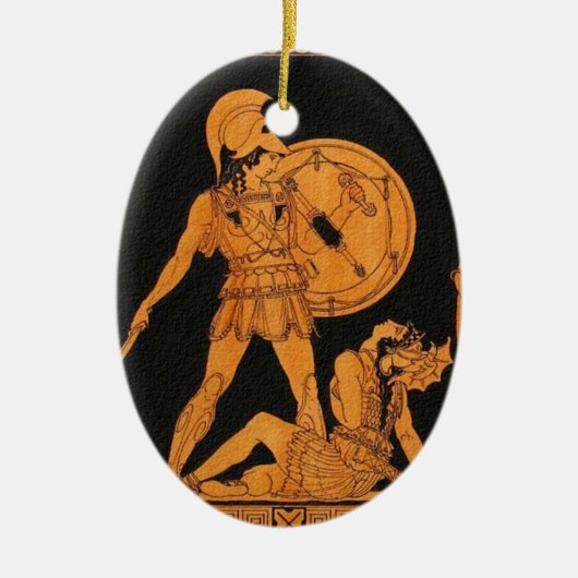 古代ギリシャ人の恋人のクリスマスのオーナメント セラミックオーナメント (正面)