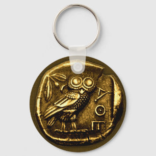 古代ギリシャ人の硬貨のフクロウ キーホルダー