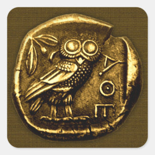 古代ギリシャ人の硬貨のフクロウ スクエアシール