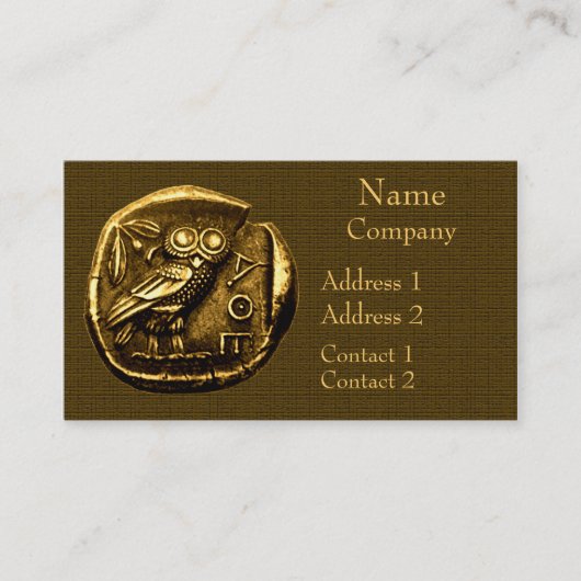 古代ギリシャ人の硬貨のフクロウ 名刺 (正面)