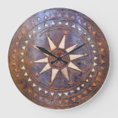 古代ギリシャ人の記号の切り分けられる木製の民族の太陽のモチーフ ラージ壁時計 (正面)