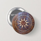 古代ギリシャ人の記号の切り分けられる木製の民族の太陽のモチーフ 缶バッジ (正面&裏面)