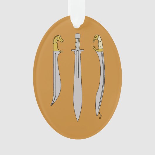 古代ギリシャ刀3本 オーナメント (正面)