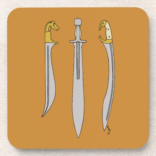 古代ギリシャ刀3本 コースター (正面)