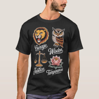 古代ギリシャ哲学とストア派の四本の柱 Tシャツ
