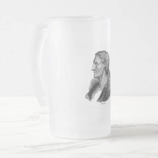 古代ギリシャ哲学者アリストテレスのポートレート フロストグラスビールジョッキ (正面左)