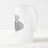 古代ギリシャ哲学者デモクリトスのポートレート フロストグラスビールジョッキ (正面右)