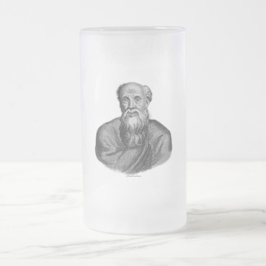 古代ギリシャ哲学者デモクリトスのポートレート フロストグラスビールジョッキ (中央)