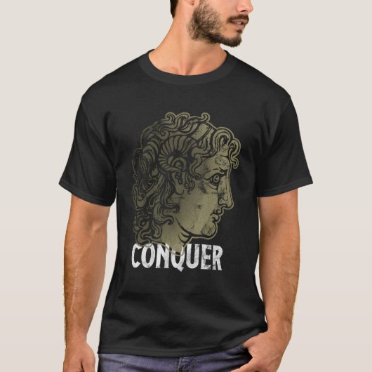 古代ギリシャ素晴らしドの首長アレクサンダーを征服 Tシャツ (正面)
