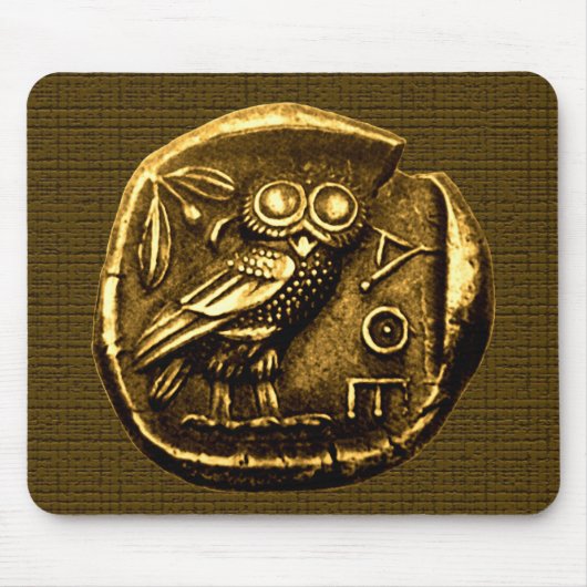 古代ギリシャ貨幣のフクロウ マウスパッド (正面)