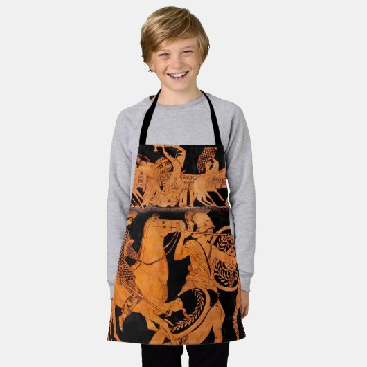 古代ギリシャ赤姿陶芸クラシックアートエプロン エプロン (着用した状態)