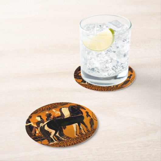 古代ギリシャ黒姿アートコースター ラウンドペーパーコースター (インサイチュ)