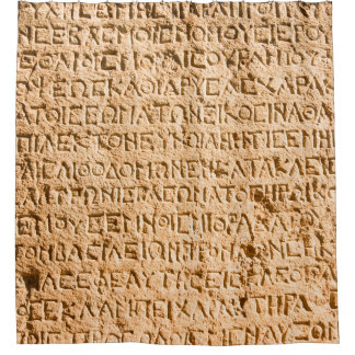 古代ギリ書シアの石の上に彫られた シャワーカーテン