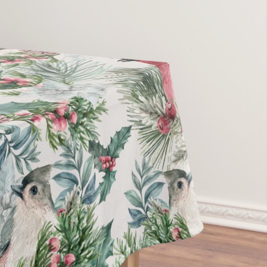 古代クリスマスの鳥と松の花柄 テーブルクロス (インサイチュ)