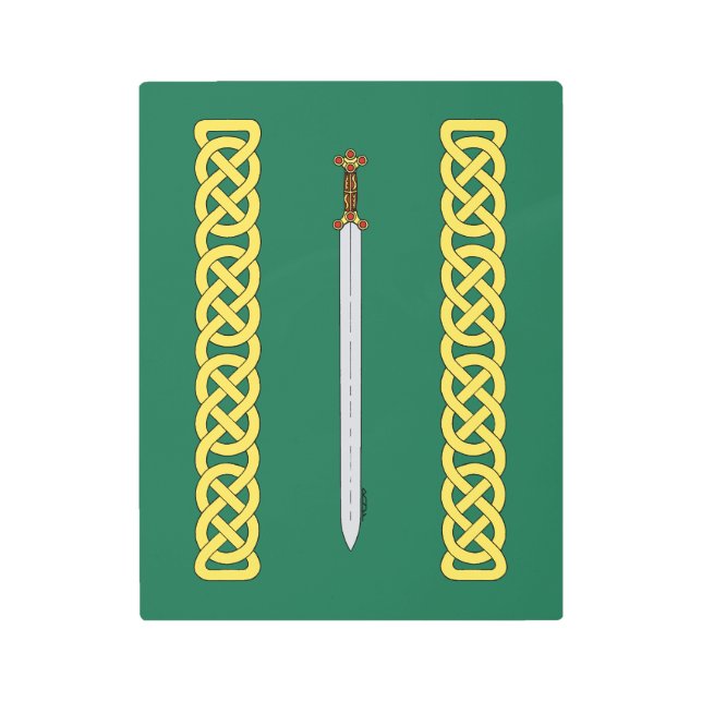 古代ケルトの剣と結び糸細工 メタルプリント (正面)