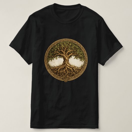 古代ケルトの生命の樹 結び模様 グラフィック Tシャツ (デザイン正面)