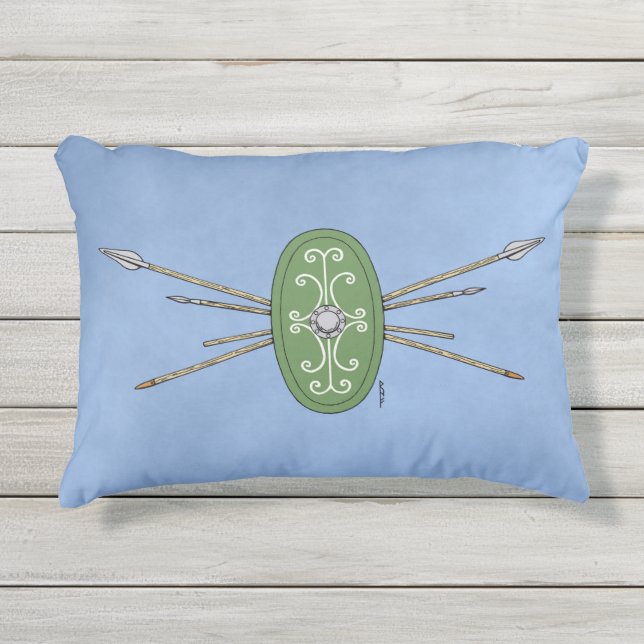 古代ケルトの盾と槍 アウトドアクッション (正面)