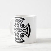 古代ケルト十字架の組紐模様 ファインアート コーヒーマグカップ (正面左)