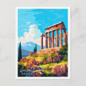 古代コリントギリシャのヴィンテージ旅行イラストレーション ポストカード (正面)