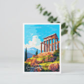 古代コリントギリシャのヴィンテージ旅行イラストレーション ポストカード (スタンド正面)