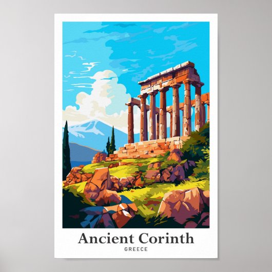 古代コリントギリシャ旅行ヴィンテージイラストレーション ポスター (正面)