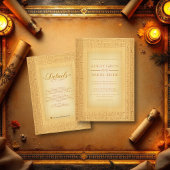 古代ゴールドの象形文字モチーフ エジプトのウェディング 招待状