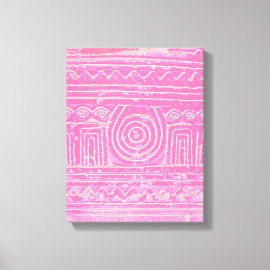 古代シュメールのメソポタミアンパターンピンク キャンバスプリント (正面)