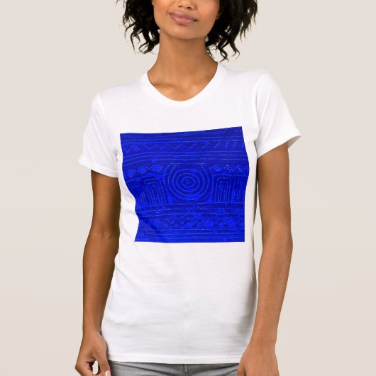 古代シュメールのメソポタミアンパターンブルー Tシャツ (正面)