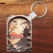 古代シー中国のン紙カットブラウンのキーチェーン キーホルダー (裏面)